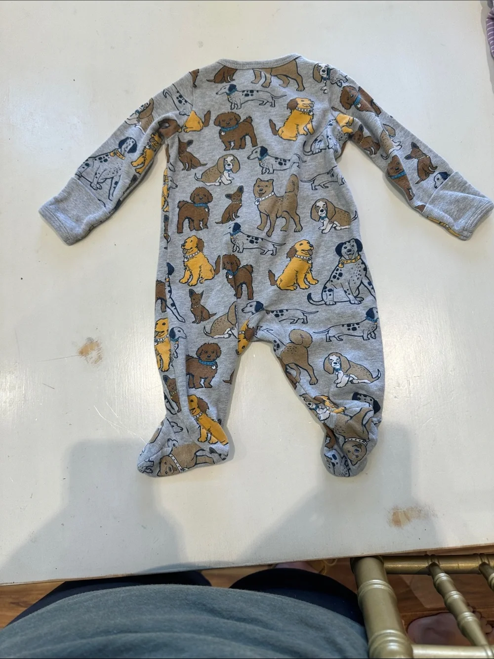 wonder nation Gray Dog Print Footed One-Piece